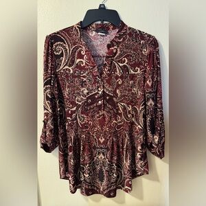 Cocomo Burgundy and Black Paisley Blouse